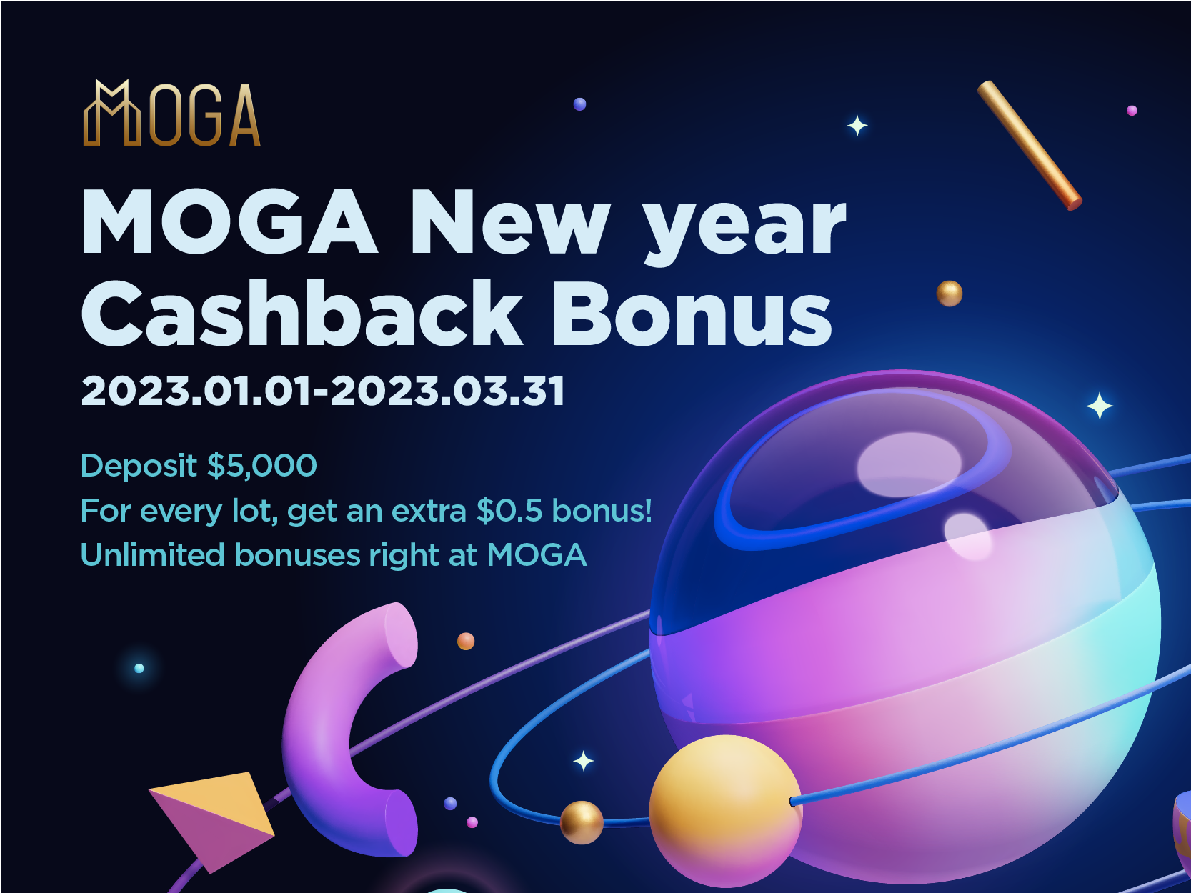 MOGA New year Cashback Bonus